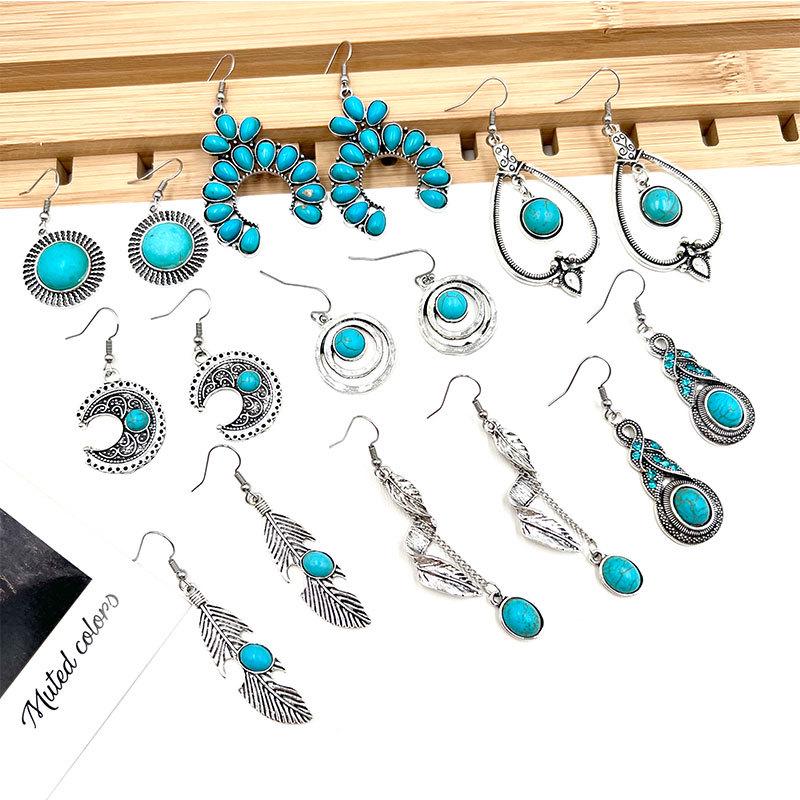 

Bohemian Retro Ethnic Turquoise Earrings Set for Women