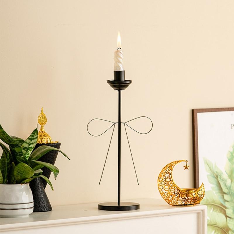 Decorative Candle Stands Iron Taper Candle Holders Bowknot Candlestick Holders for Wedding,Dinning,Party Decorations