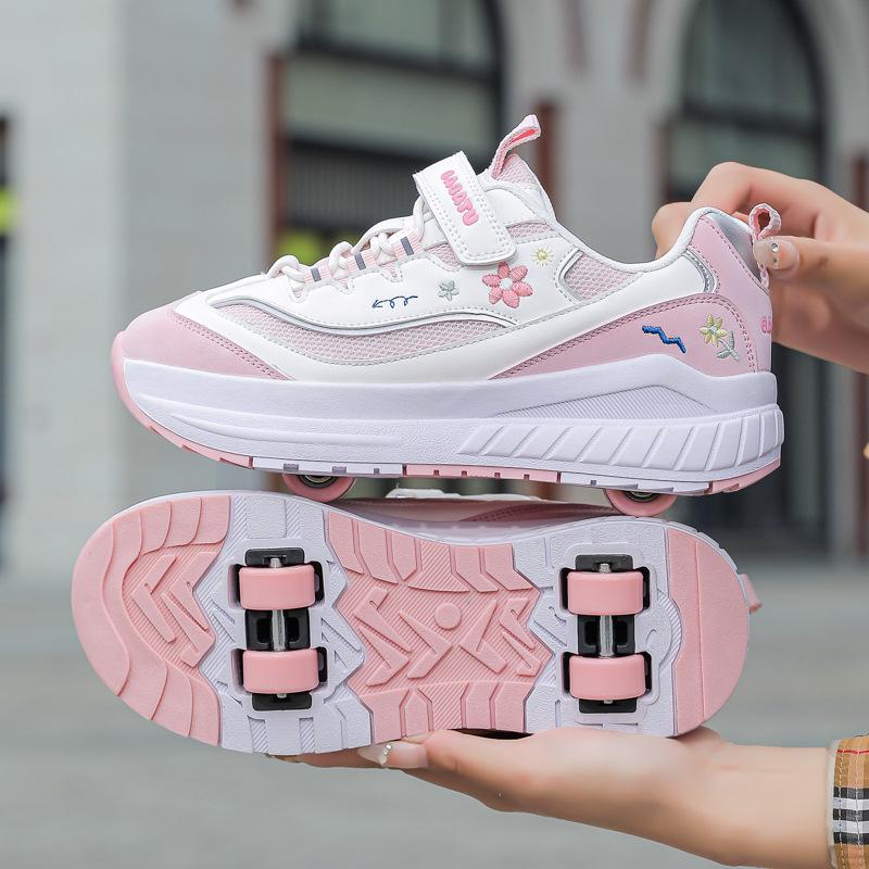 Baba Rabbit Xia'S New Runaway Shoes For Girls, Mesh Breathable Roller Skates For Schoolgirls, Four-Wheel Sports Skates For Girls