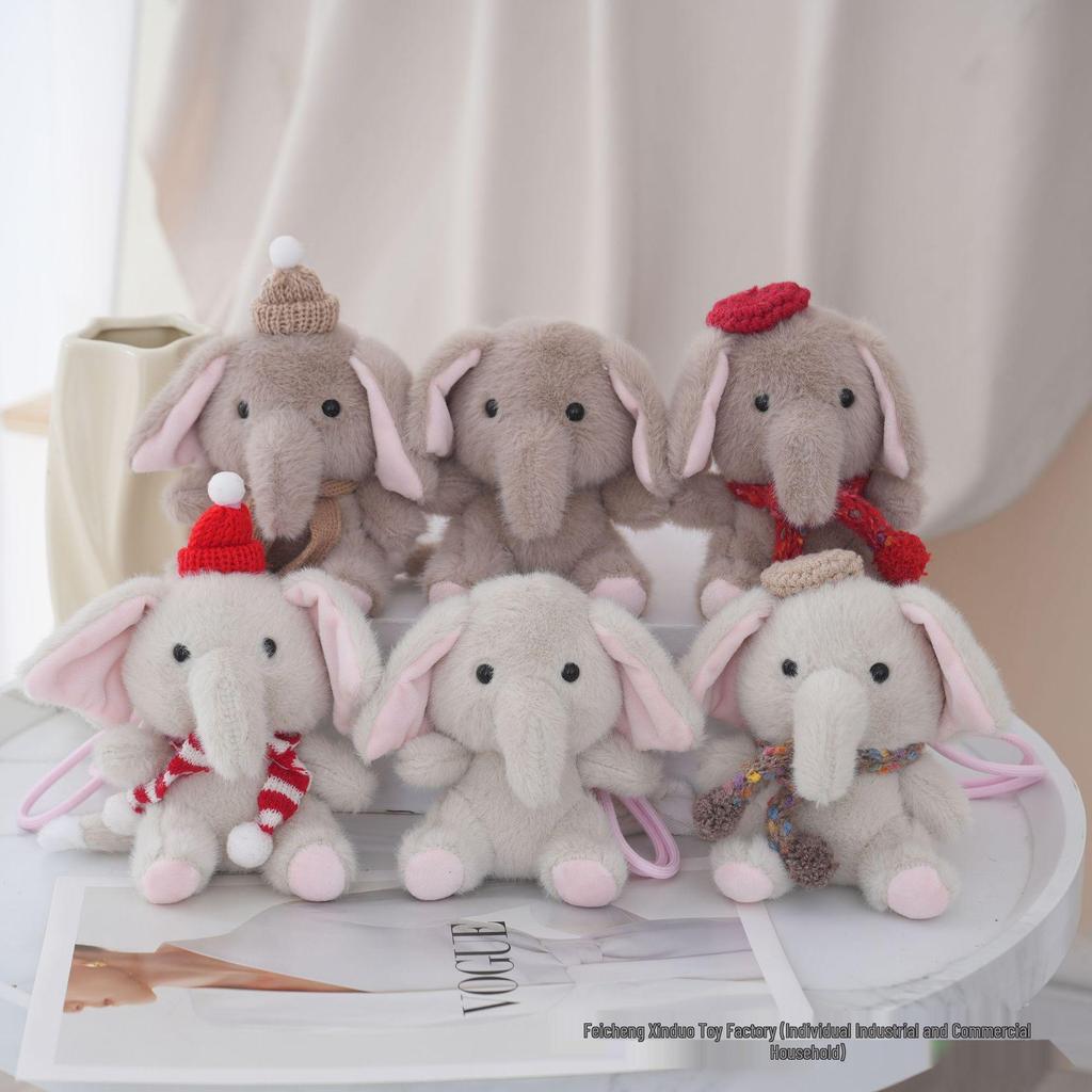 Cute Elephant Plush Keychain - Cartoon Couple Bag Pendant Fun Decoration
