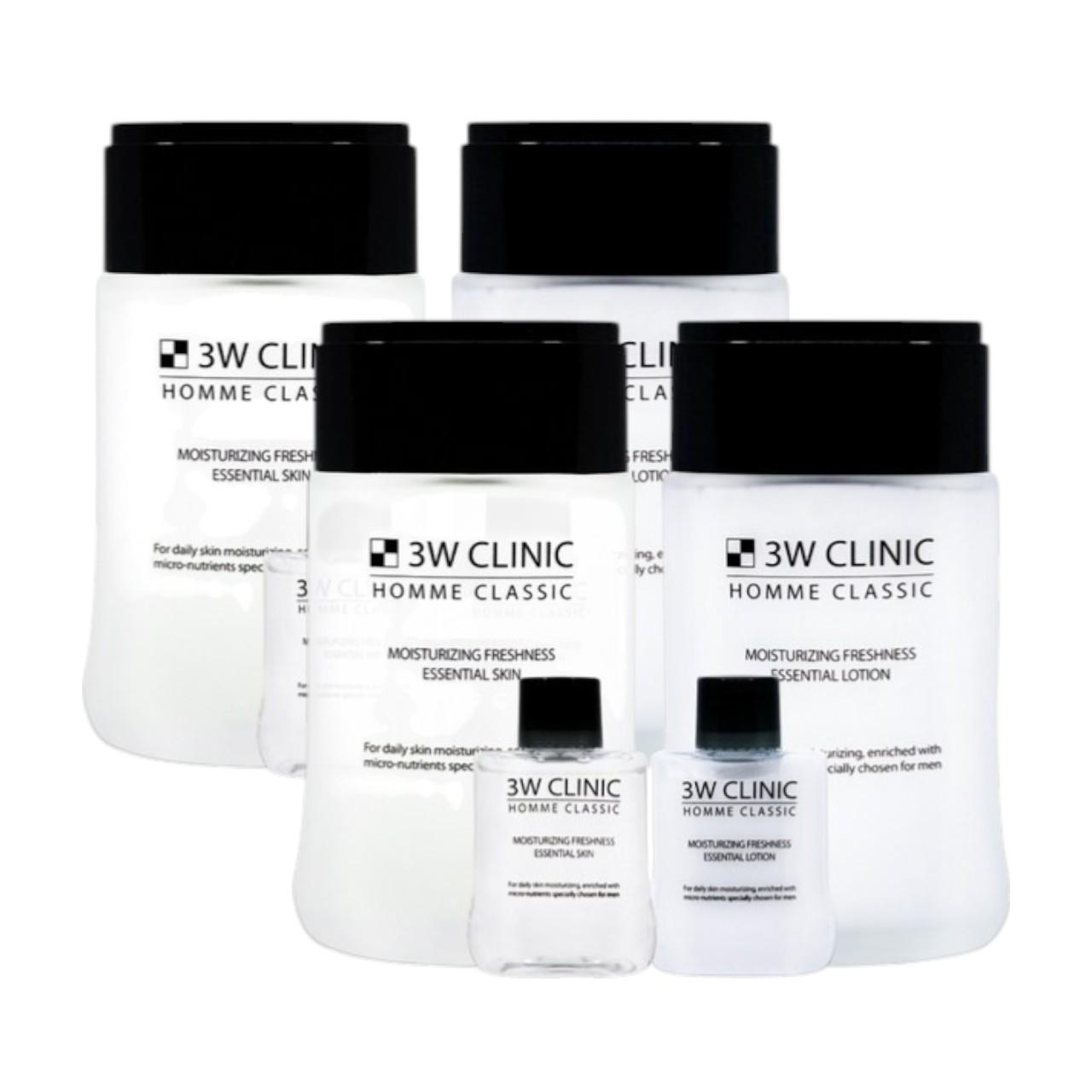 3W Clinic Homme Classic Essential Skin Care 2-Piece Set Moisturizing & Aftershave Soothing Routine x 2 Sets