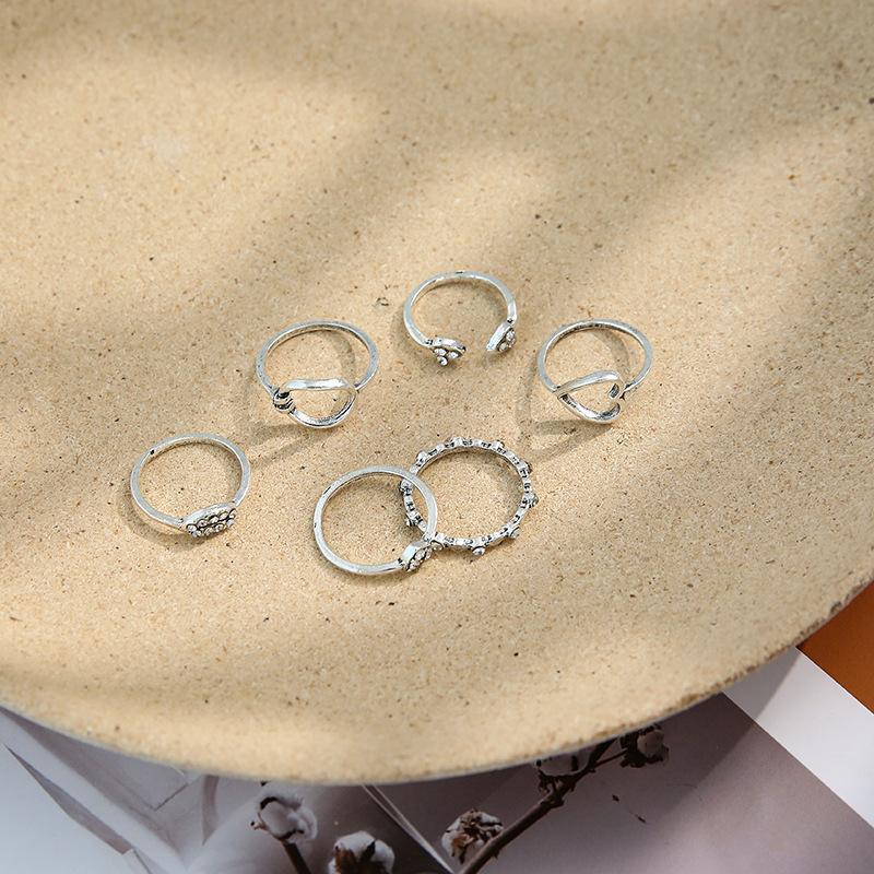 Accessories Fashion Personality Women'S Love Lips Geometric Retro Water Droplet Diamond Ring Set