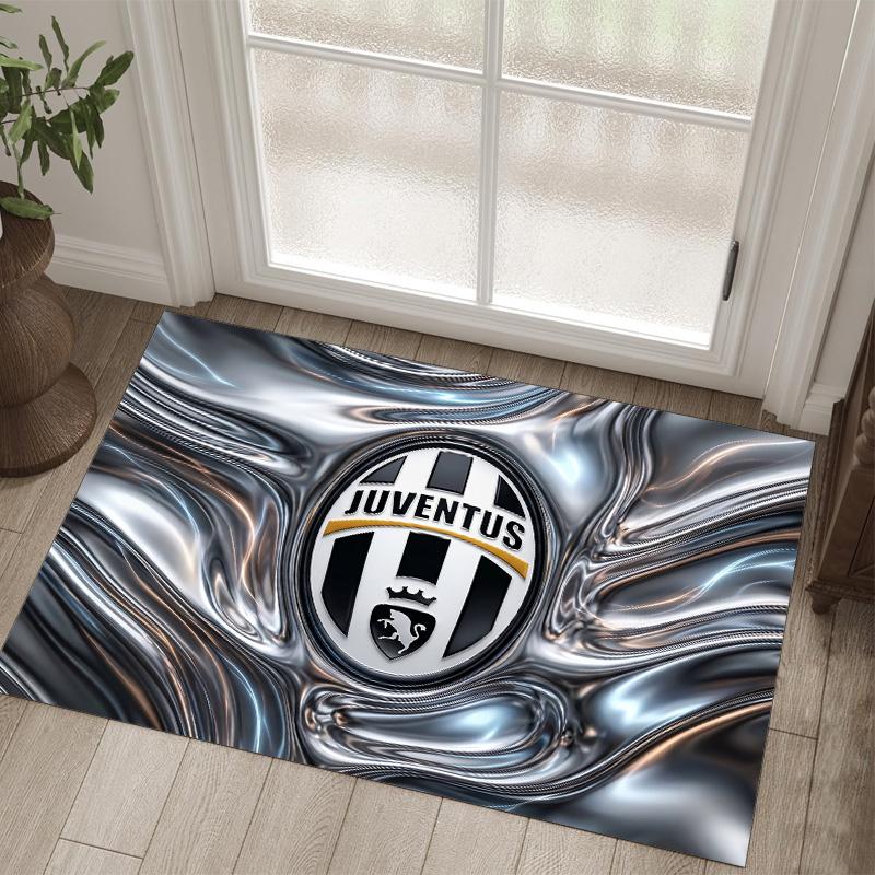 Juventus FC Design Kristall-Samt-Teppich Gemütlich Nicht?Rutschfester Teppich mit Aufdruck für Schlafzimmer Wohnzimmer Eingang