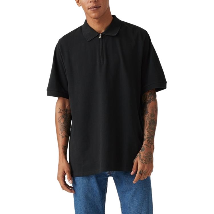 Levis Simple Comfortable Versatile Casual Retro Loose Knit Short Sleeve Polo Shirt Men Polo Shirts Black 001EF-0001