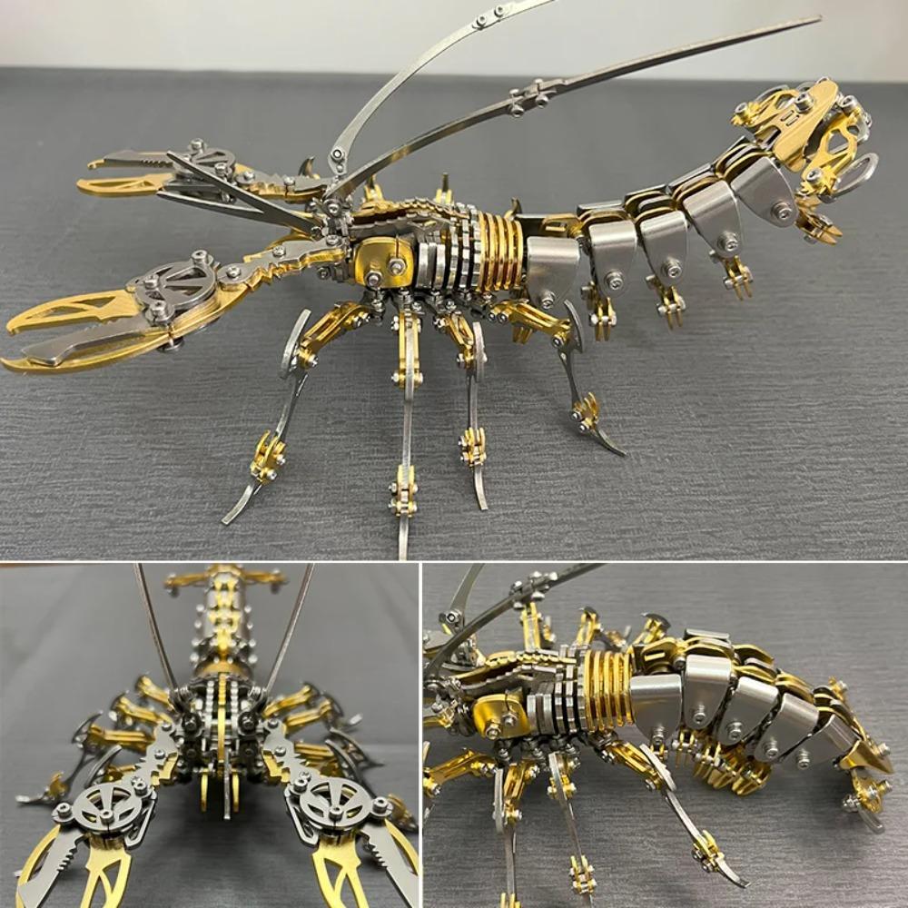 DIY Mechanical Assembly 3D Metal Lobster Stainless Steel Puzzle Decompression Model Kit Personalized Gift Toy