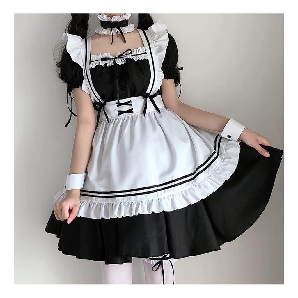 Cute Maid Lolita Cosplay Gothic Lolita Dress for and Costumes with Bows Halloween, Parties, Events, (Size M)