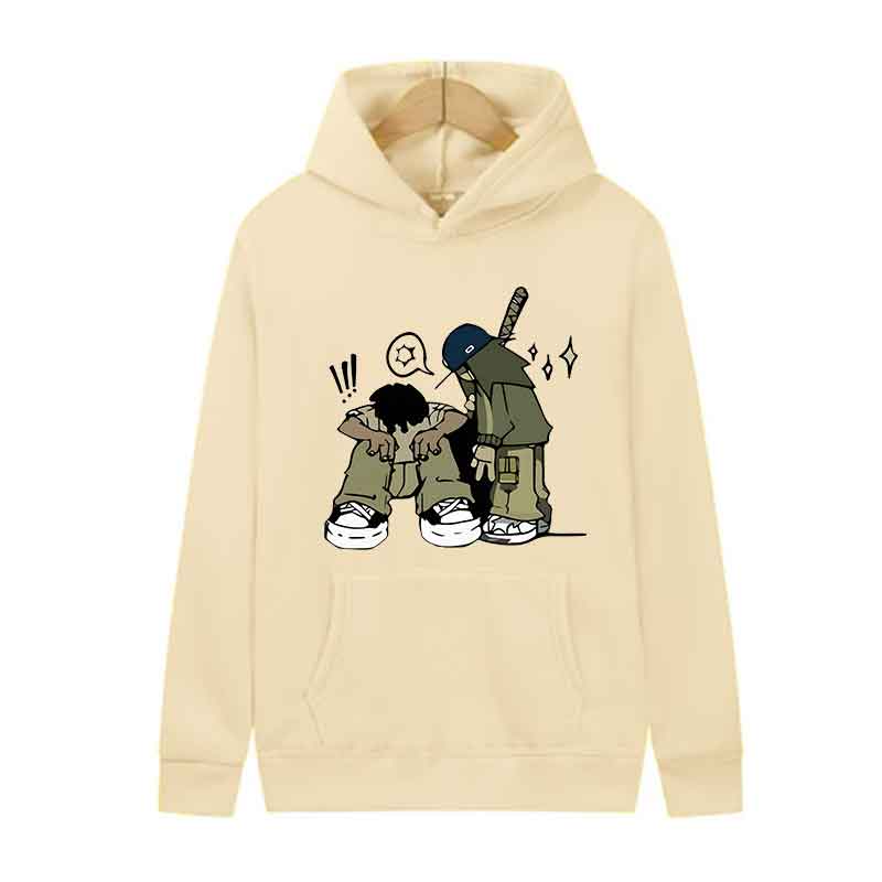 Men Long Sleeve Hoodie Good Friends Print Autumn Casual Fashion Pullover Street Trend Hooded Sweatshirt Clothing Sports Tops