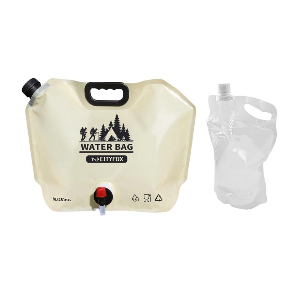 Outdoor Portable Water Bag 8L+2L Large Capacity Water Bag with Faucet Foldable Portable Water Bag PET Material Hydration Pack