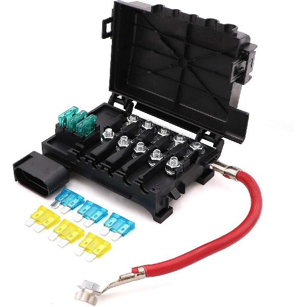 Battery Fuse Box Block Terminal 1J0937550 With 9Pcs Fuses Compatible With 99-04 VW Beetle Jetta Bora Golf MK4