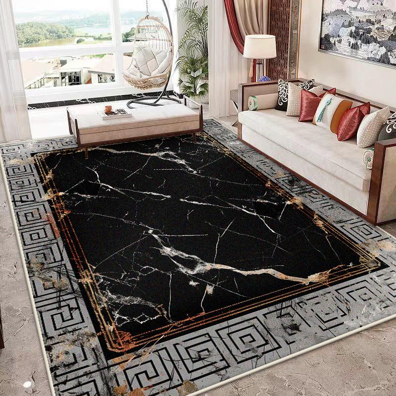 Nordic Marble Style Carpet for Living Room Light Luxury Decoration Sofa Easy Clean Soft Rug Bedroom Bedside Fluffy Non-slip Mat