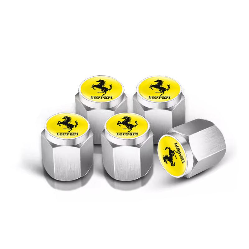 5Pcs Aluminum Alloy Car Wheel Tire Valve Cap Dustproof Cover For Ferrari Roma 488 Portofino F8 Spider SF90 488 612 F12 Accessory MQ1