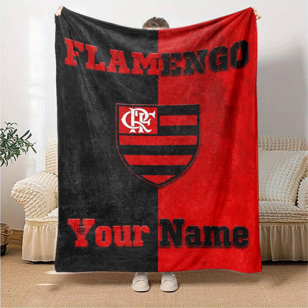 Name Custom CR Flamengo Print Flannel Blanket High Quality Warm Comfortable Cover for All Seasons Perfect for Gifts Home Decor