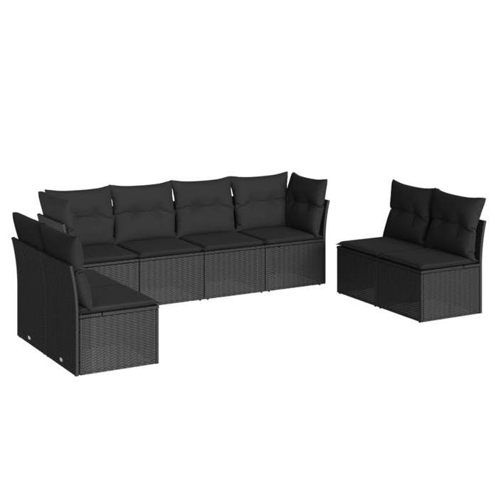 VidaXL Garden Lounge Set 8 Pcs with Cushions Black Wicker 3217445
