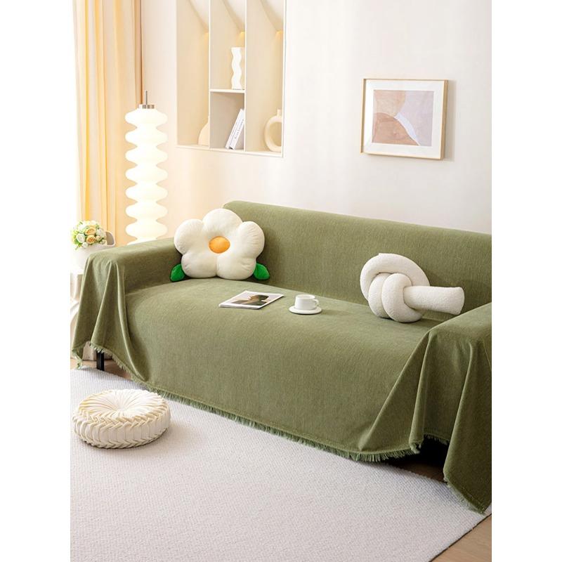 Hochwertiger und fleckenbeständiger schwarzer Chenille-Sofabezug Stoff Sofahandtuch, Universelle einteilige Vollbezugs-Sofadecke für alle Jahreszeiten