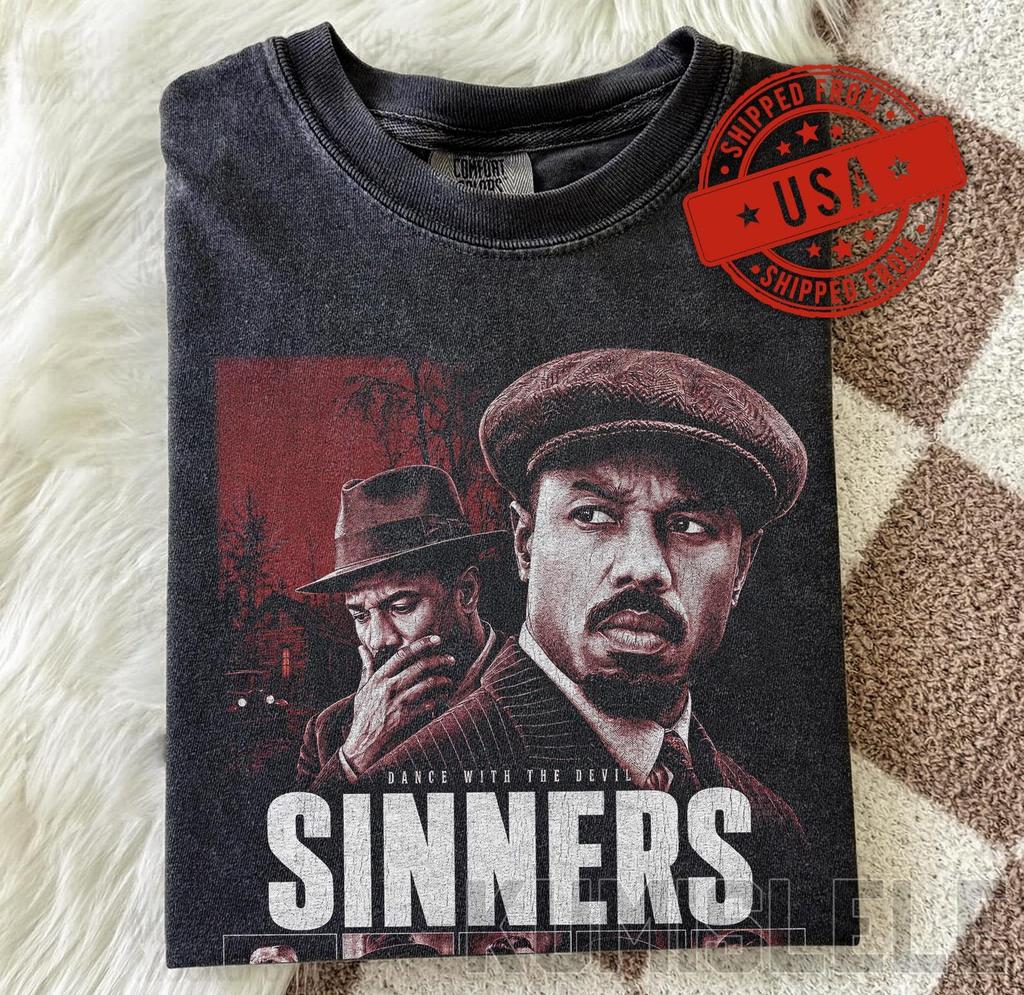 Vintage Sinners Movie Shirt, Michael B Jordan T-Shirt, 90s Bootleg Thriller Film Graphic Tee, Dance With The Devil Apparel