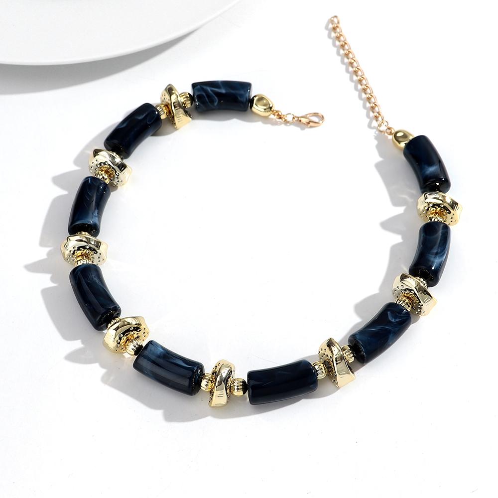 New Colorful Chunky Bamboo Tube Beaded Acrylic Choker for Women Man Statement Elbow Stack Necklace French Trendy Jewelry Gift