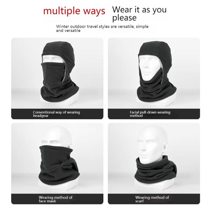 Integrated Mask Head Cover Neck Guard Fleece-Lined Thickened Heat Accumulation Warm Windproof Durable Breathable for Outdoor