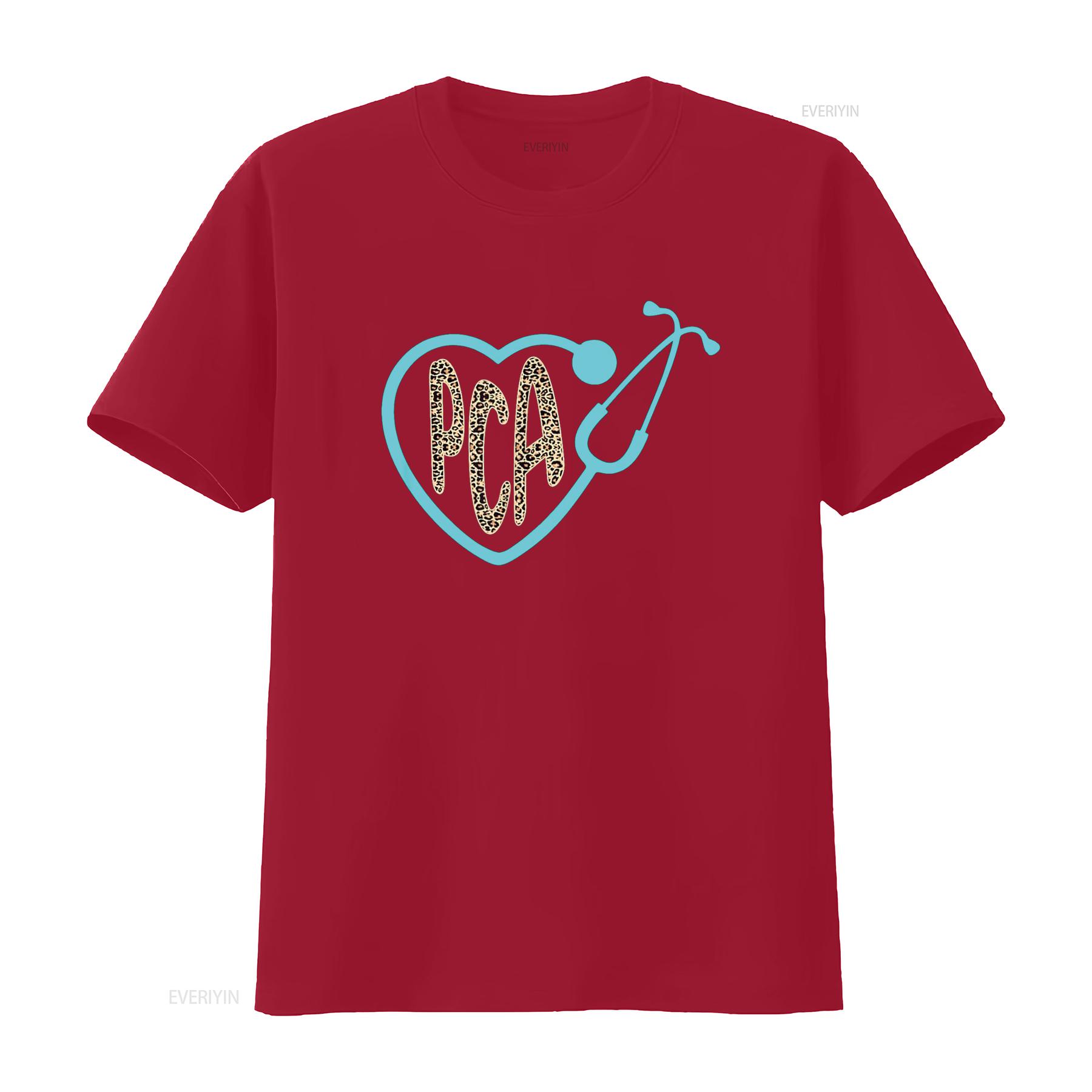 

PCA Patient Care Assistant Heart Leopard Nurse Week 2023 T Shirt vintage Washed Breathable Soft Comfortable Stylish S