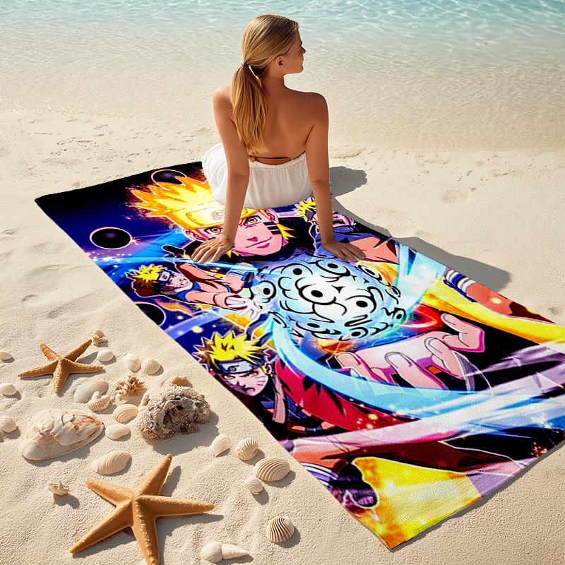 Japanese Anime Cartoon NARUTO Famous Uzumaki Naruto  Beach Towel Outdoor Camping Beach Towel for Vacation Swim Outdoor Pool Absorbent Bath Towel Y14