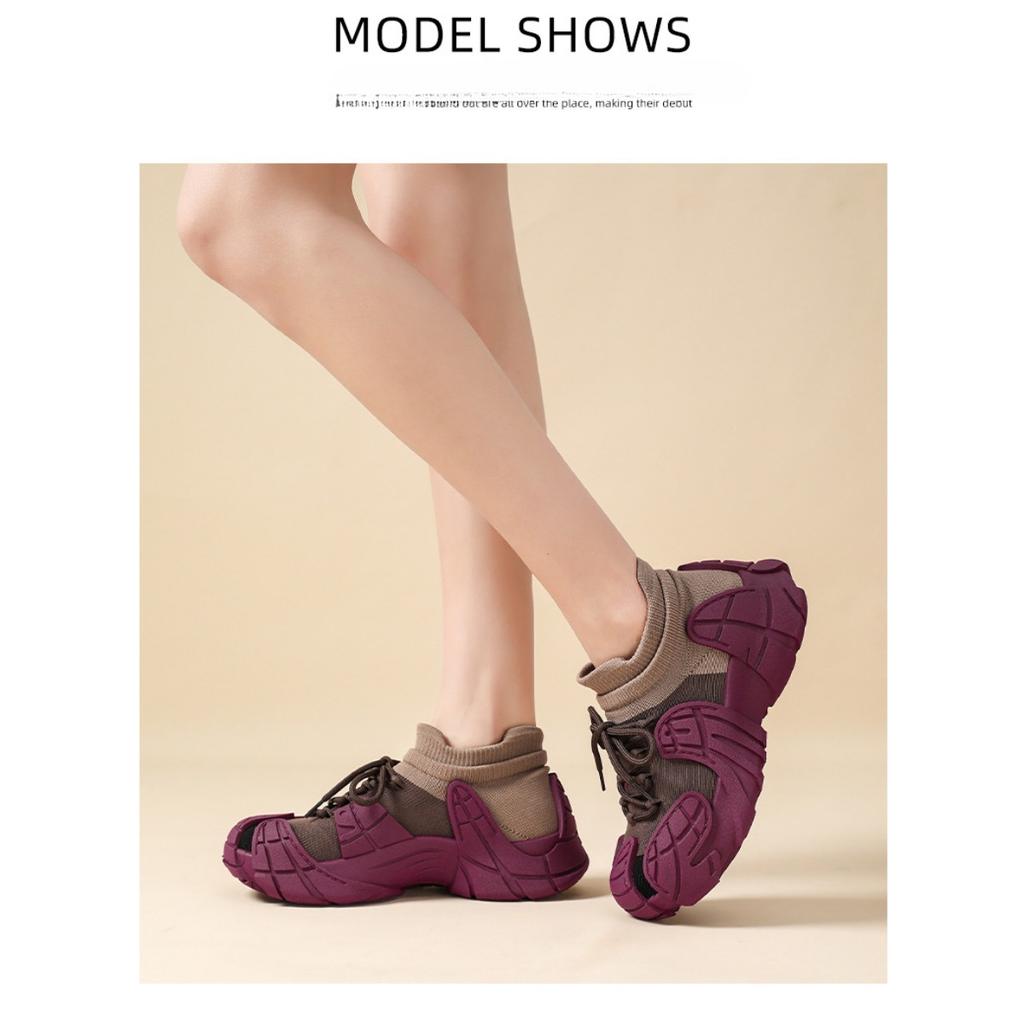 Sports Shoes for Children, Versatile Spring New Octopus Thick Sole Fly Woven Casual Single Shoes, Plus Size Women's Shoes