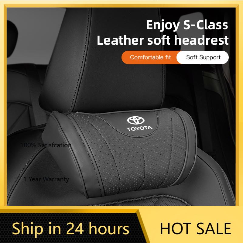 Hub Caps Toyota Car Seat Headrest Auto Logo Neck Pillow For Toyota Scion Corolla Yaris Land Cruiser Avensis Rav4 Auris CHR Prius beige