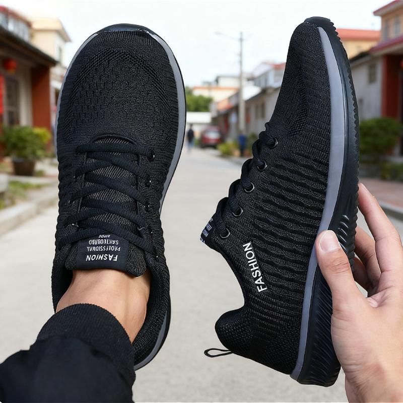 Men Running Walking Knit Shoes Fashion Casual Men Sneakers Solid Color Minimalist Breathable Athletic Lightweight Running Shoes
