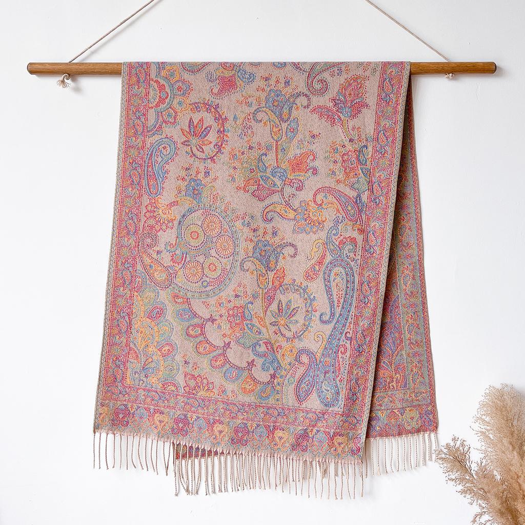 Ethnic Style Wear Shawl Women's Scarf Scarf Jacquard Cashew Fruit Tassel Cotton Women's Long Scarf Shawl Versatile