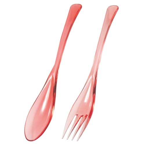 IJ Classic Spoon and Fork Set, 20cm, Made in Japan, Bleach Safe, Perfect for Home Parties, Outdoor Activities, and Camping. Stylish and Cute Clear Des