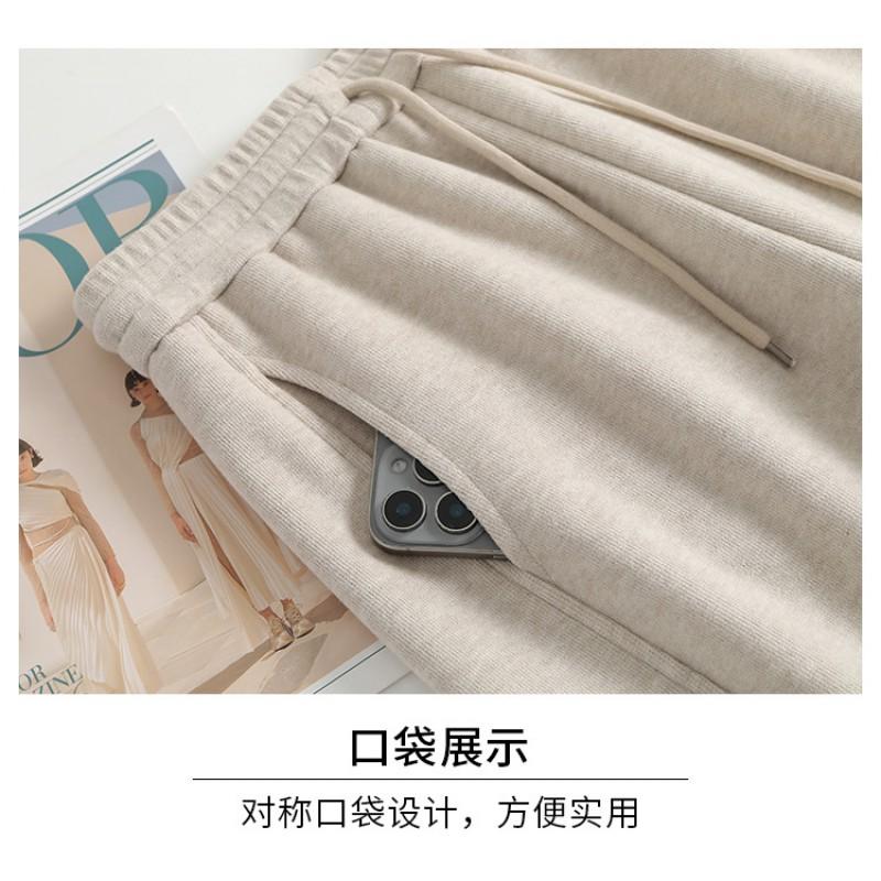 Womens Wide Leg Straight Cut Pants Winter Thick Loose Fit High Waist Casual Trousers