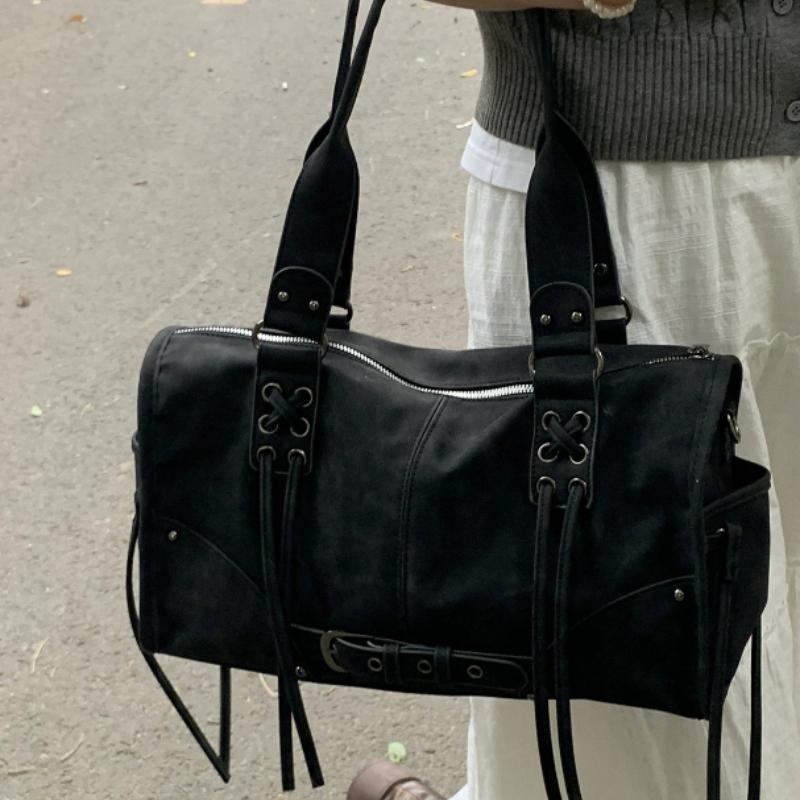 

Retro Women s Motorcycle Handbag Brand Tassel Design High-end Shoulder Pillow Bag Trendy Large Capacity Underarm Bag Women s Bag