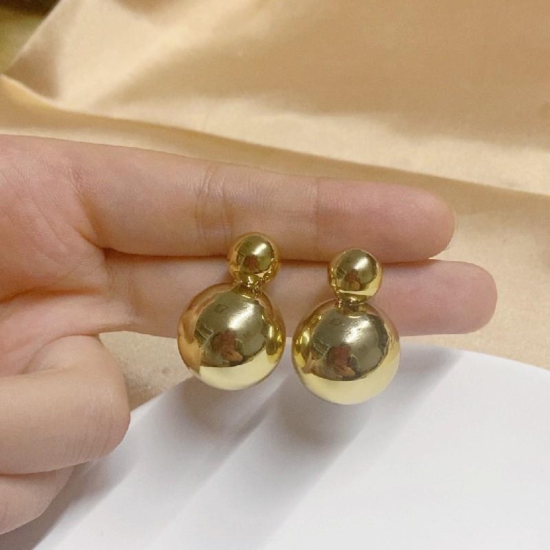 European and American exaggerated round ball asymmetrical stud earrings temperament light luxury high-end water drop earrings jewelry