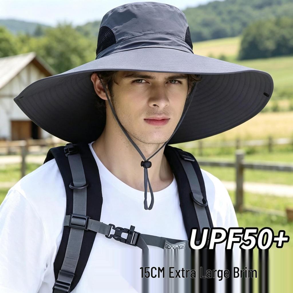 Men's Wide Brim Sun Protection Hat for Summer Outdoor Activities, Fishing, and Mountaineering