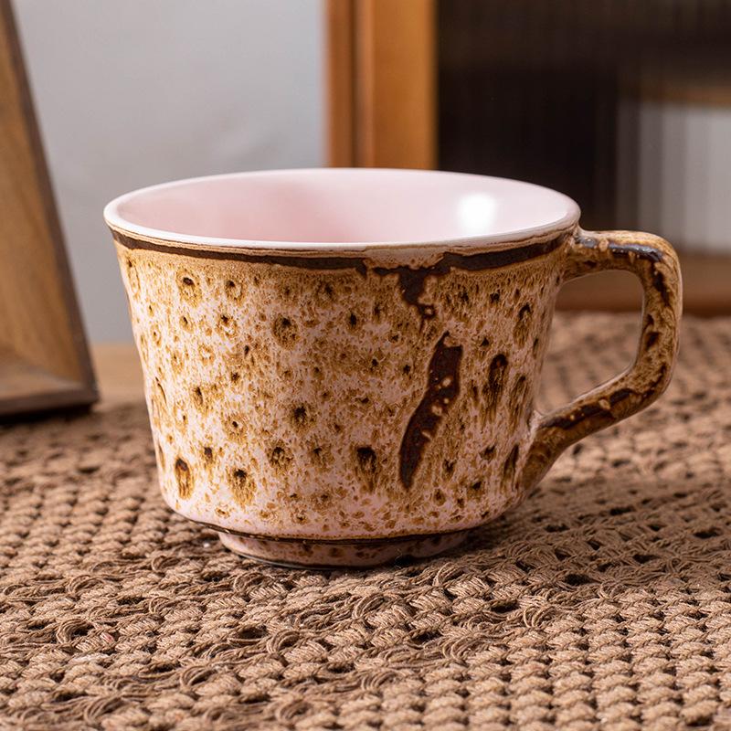 Japanese Retro Matte Kiln Change Leopard Print Afternoon Tea Coffee Cup High Value Cup Underglaze Color Breakfast Cup Creativity
