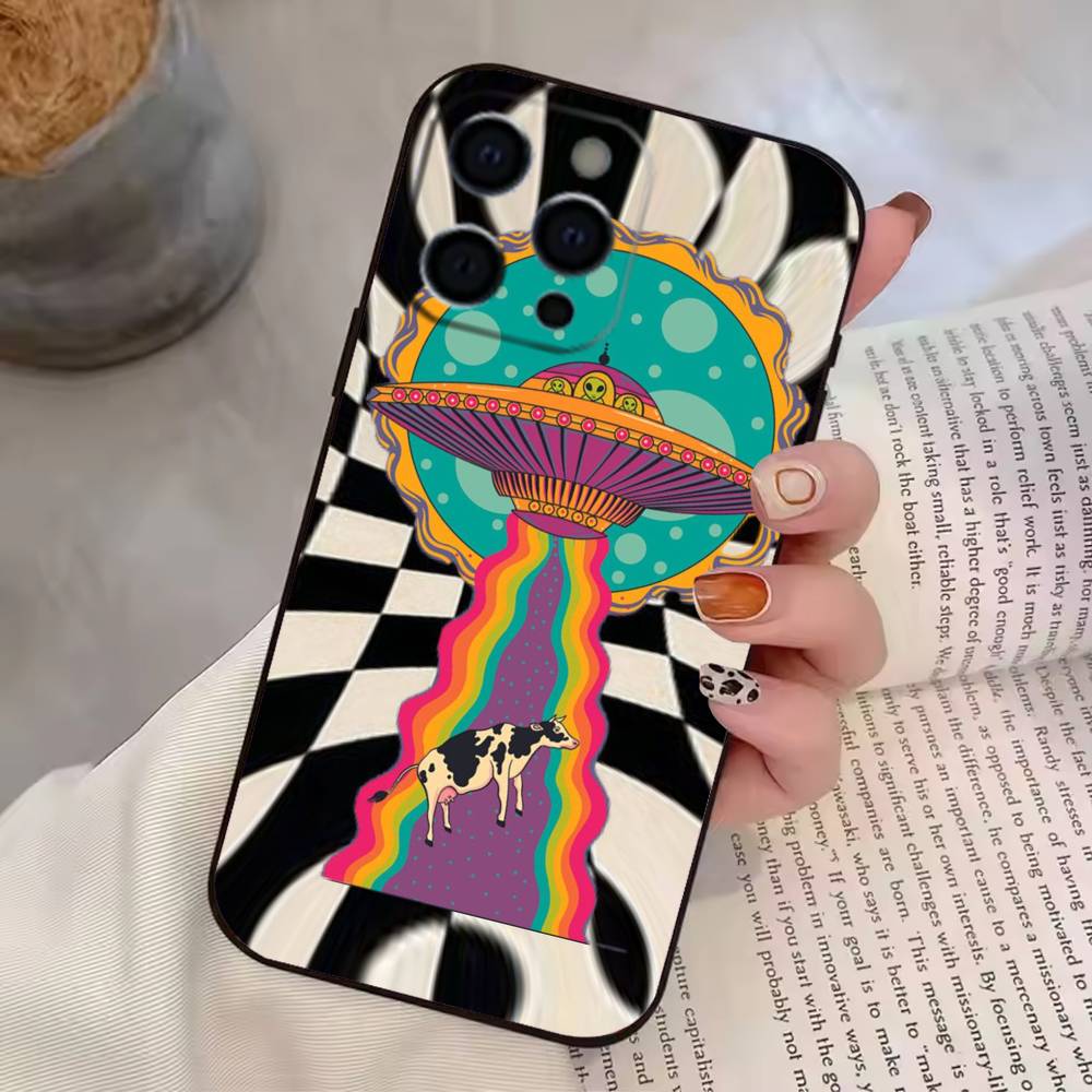 Aesthetics Cartoon Alien Space Phone Case Silicone Soft For IPhone 17 16 15 14 13 12 11 X XR Plus Pro Max Plus