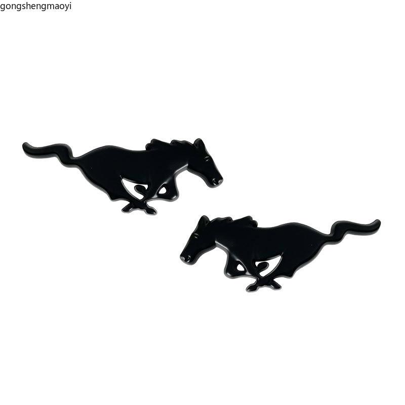Car Styling 2 Pieces 3 D  Metal Stickers Horse Racing Logo Car Side Badge Trunk Decal Suitable for Ford Mustang Shelby GT 350 500 Cob