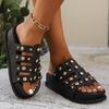 Summer Fashion Rivet Designer Women's Slippers Outdoor Casual Round Toe Thick Sole Leather Beach Party New Women's Slippers