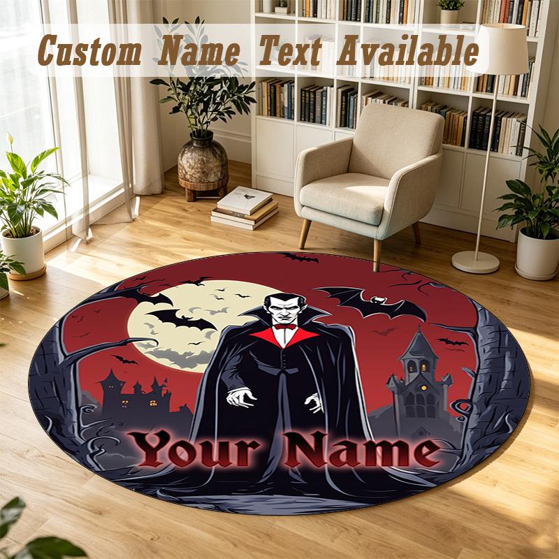 Dracula Personalized Round Rug Support Custom Name, Soft Home Decor Mat