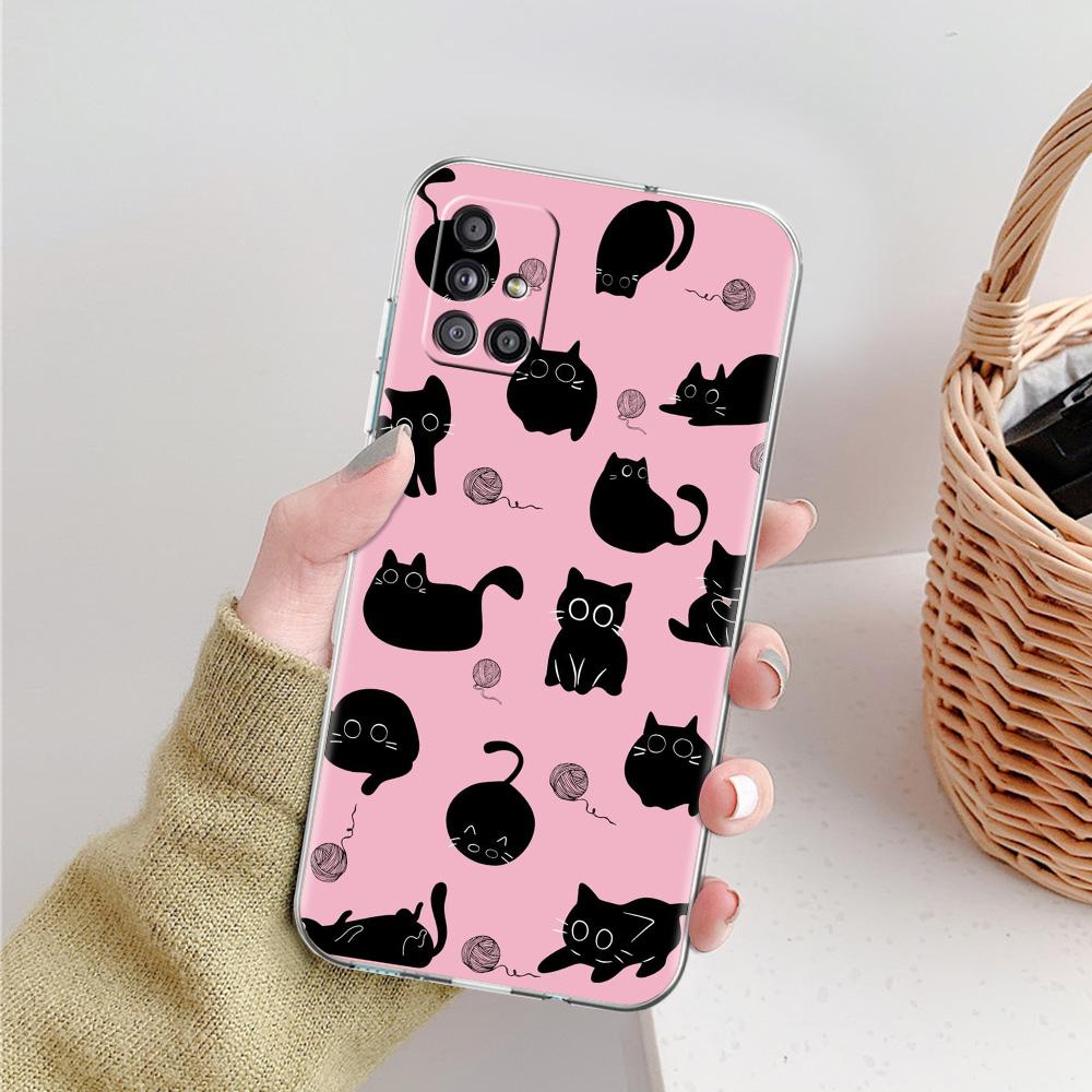 Phone Case For Samsung A15 A13 A35 A55 A51 A71 A41 A31 A21S A03S A05 A17 A23 A25 A33 A53 A73 5G A07 4G Cover Funny Black Cat
