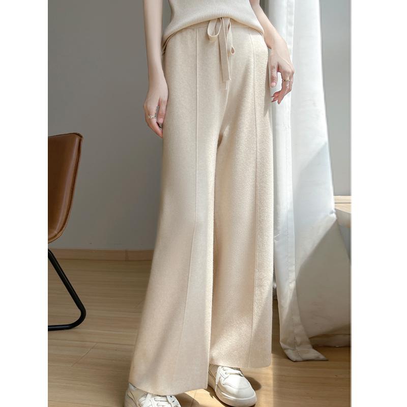 Wool Knitted Wide Leg Pants for Women Autumn and Winter with A Draping Feel and Straight Tube Wool Casual Woolen Pants