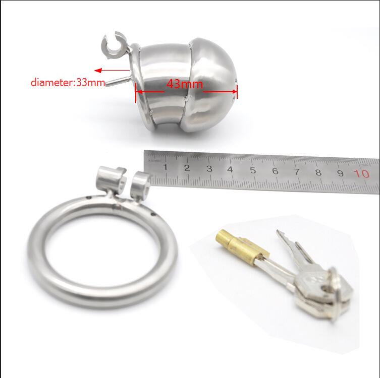 Ultra-Kurzer Männer-Chastity-Käfig aus Edelstahl mit Harnröhren-Stab und Penisring - CB6000SM Erotisches Schloss