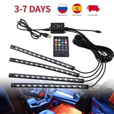 Ambient LED Strip Light Kit For Car Neon Foot Light With Remote APP Voice Music Control Atmosphere Decor Interior Lighting