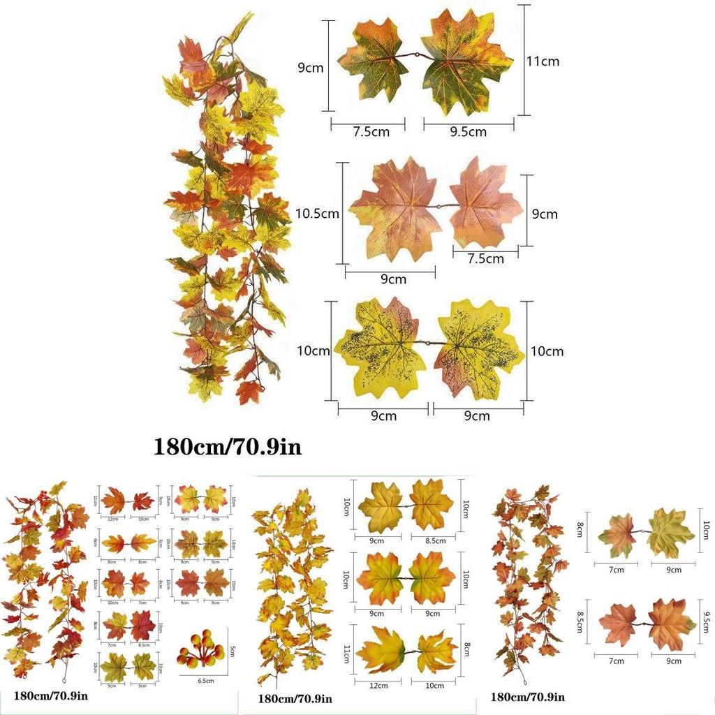Realistischer Herbst-Ahornblatt-Girlande für Thanksgiving- und Halloween-Dekorationen