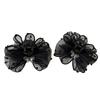 Black Mesh Polka Dot Rhinestone Bow Hair Clip for Women