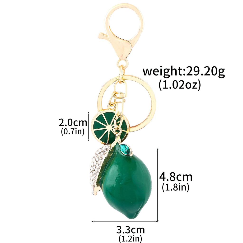 Xiyin Strass Emaille Frucht Schlüsselanhänger - Zitrone, Kirsche, Erdbeere Taschenanhänger Geschenk