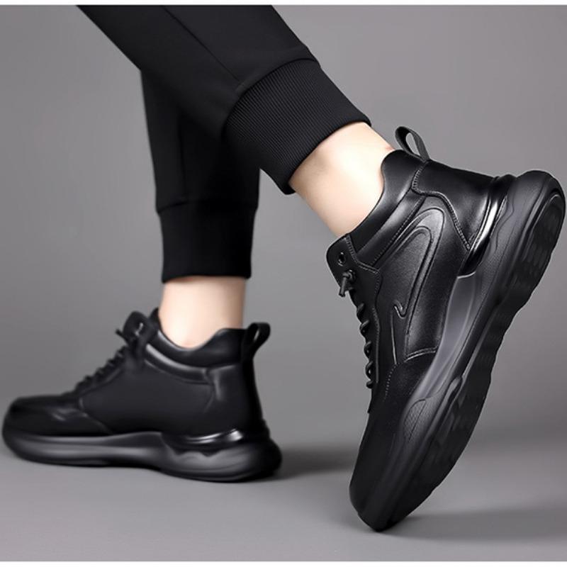 Fashion Fashion Cow Leather Velvet Warm Platform Sneakers for Men Autumn Winter Soft-soled Casual New Designer Ankle Boots Shoes Male