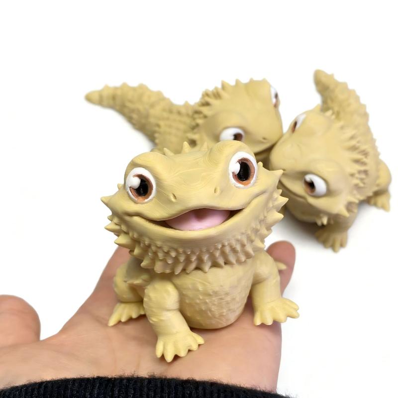 3D Printed Cute Bearded Dragon Figurine Lizard Statue Desktop Ornament Reptile Lover Gift Home Decor Animal Collection Craft