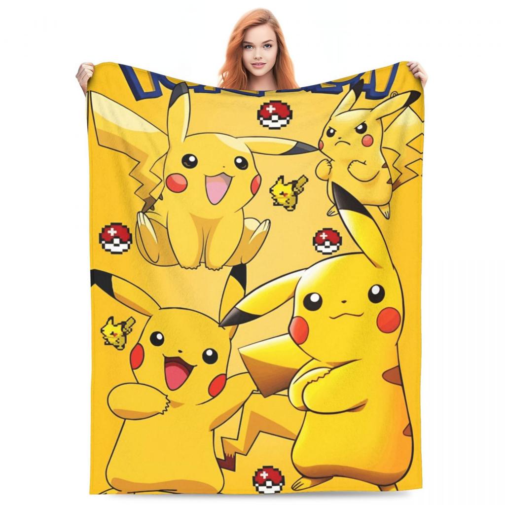 Pokemoned Pikachu Cartoon Fleece Blankets Funny Throw Blankets for Bed Sofa Couch 200x150cm Bedspreads