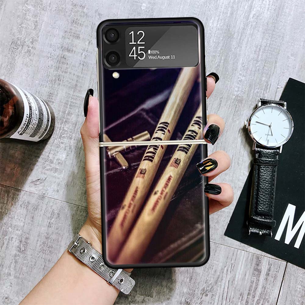 

Чехлы для Samsung Galaxy Z Flip 4 5 6 7 3 Z Flip7 Flip6 Flip4 Flip5 Flip3 5G с рисунком Музыкальный инструмент Барабан Рок, Жесткие Ударопрочные Fundas Samsung Z Flip 7
