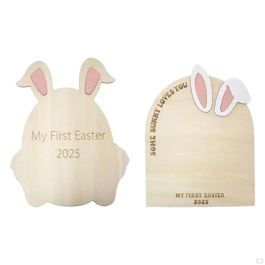 Easter Wooden Child Sign of Step in The Photo Newborn Craftsmanship