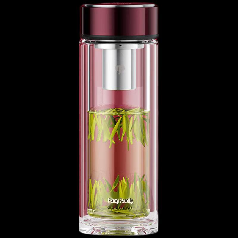 WANXIANG Portable Double-Layer Glass Tea Infuser Bottle